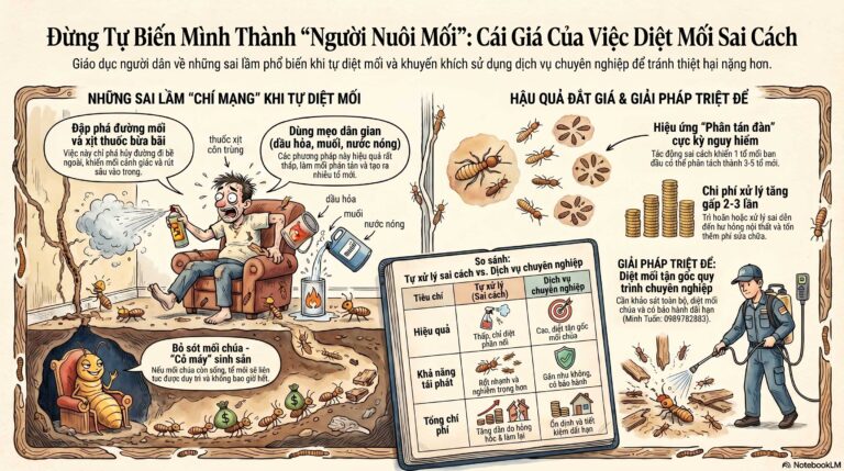 Diệt mối sai cách Sai lầm khiến mối lan nhanh gấp 10 lần